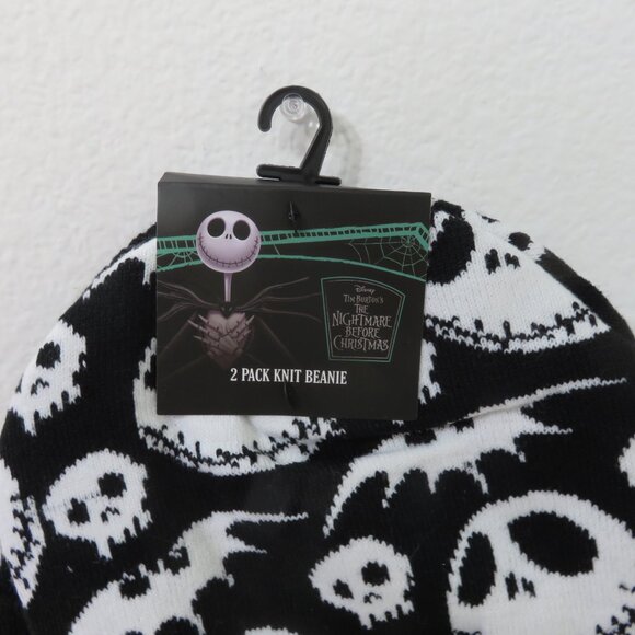 (#121) Disney The Nightmare Before Christmas 2 Pack Black & white Beanie Set - Picture 2 of 6